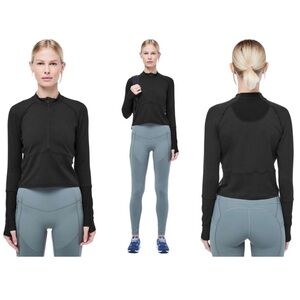 Lululemon Its Rulu Long Sleeve Black Size 10 Pullover 1/2 Zip Cropped Jacket